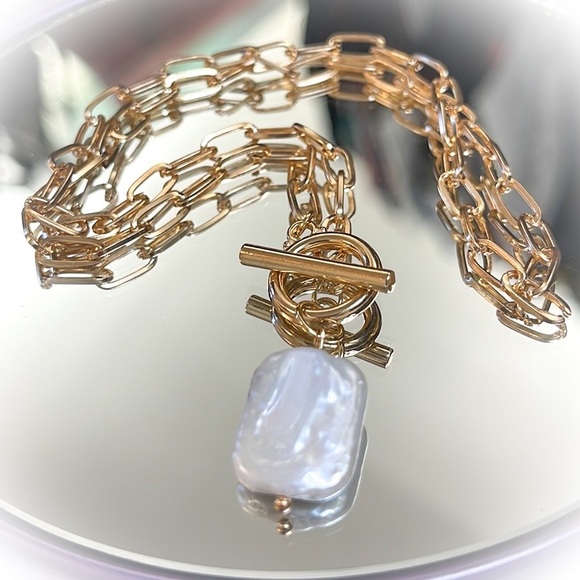 💕Stunning Marcel Louis Vintage Link Necklace with lush Pearlescent Pendant💕 - Picture 7 of 11
